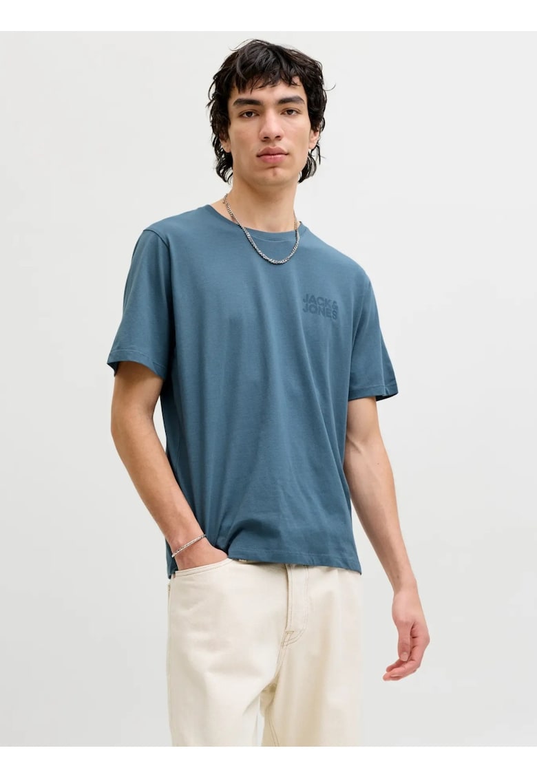 Tricou simplu - barbati - din 100% bumbac - Regular Fit - JJECORP - Albastru inchis - Albastru inchis