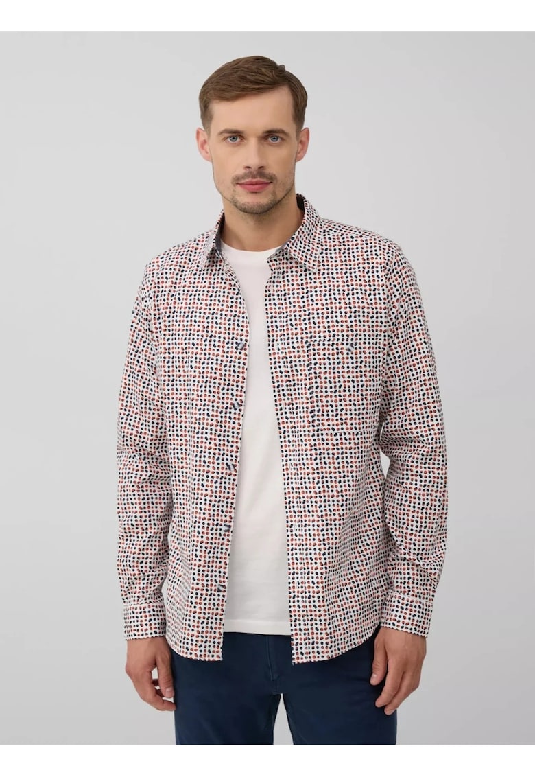 Camasa barbati - Slim fit cu imprimeu cu puncte - din amestec de bumbac - Alb