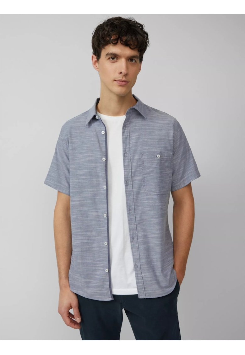 Camasa cu maneca scurta barbati - din amestec de bumbac - croiala Slim Fit - Gri inchis -