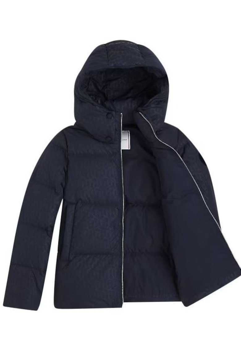Geaca cu gluga si umplutura de puf Cube Embossed Puffer Down -