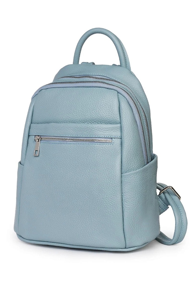 Rucsac dama Jonathan - piele naturala - 2 compartimente - albastru - 31x27x13cm