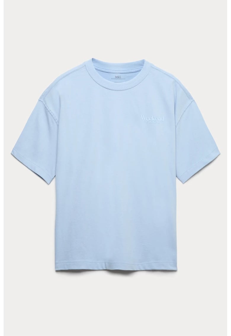 Tricou uni de bumbac - Albastru pastel