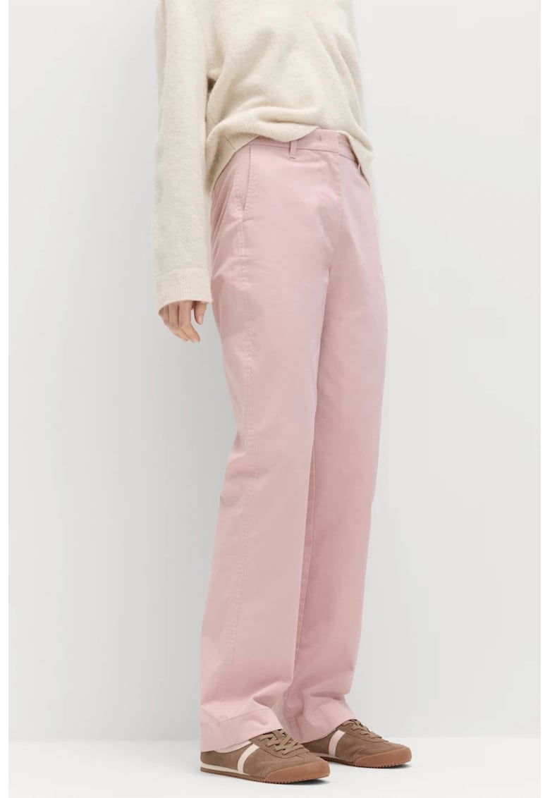 Pantaloni chino cu croiala dreapta - Roz pastel