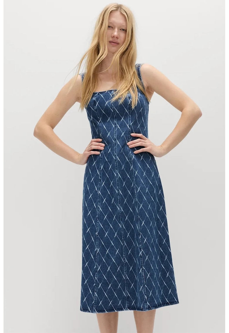 Rochie midi din denim - Albastru