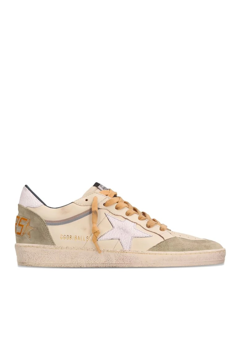 White and green Ball Star suede-panel sneakers - Alb/Verde