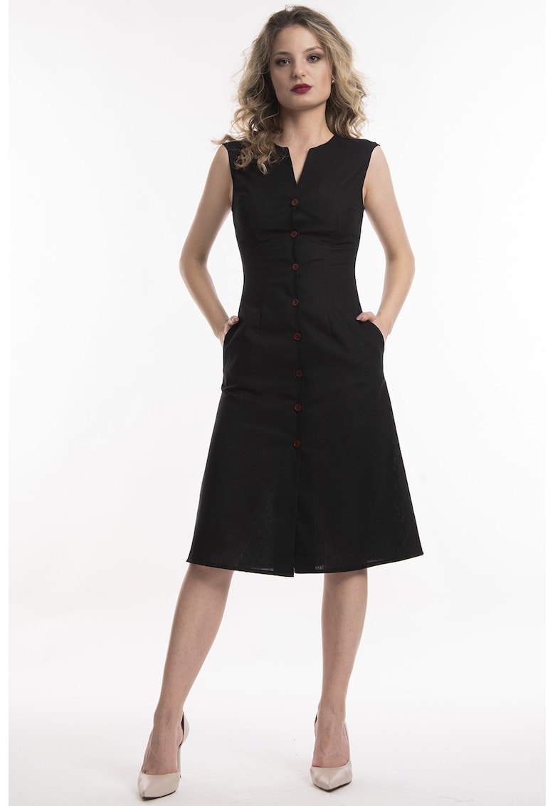 Rochie de in cu nasturi - Negru