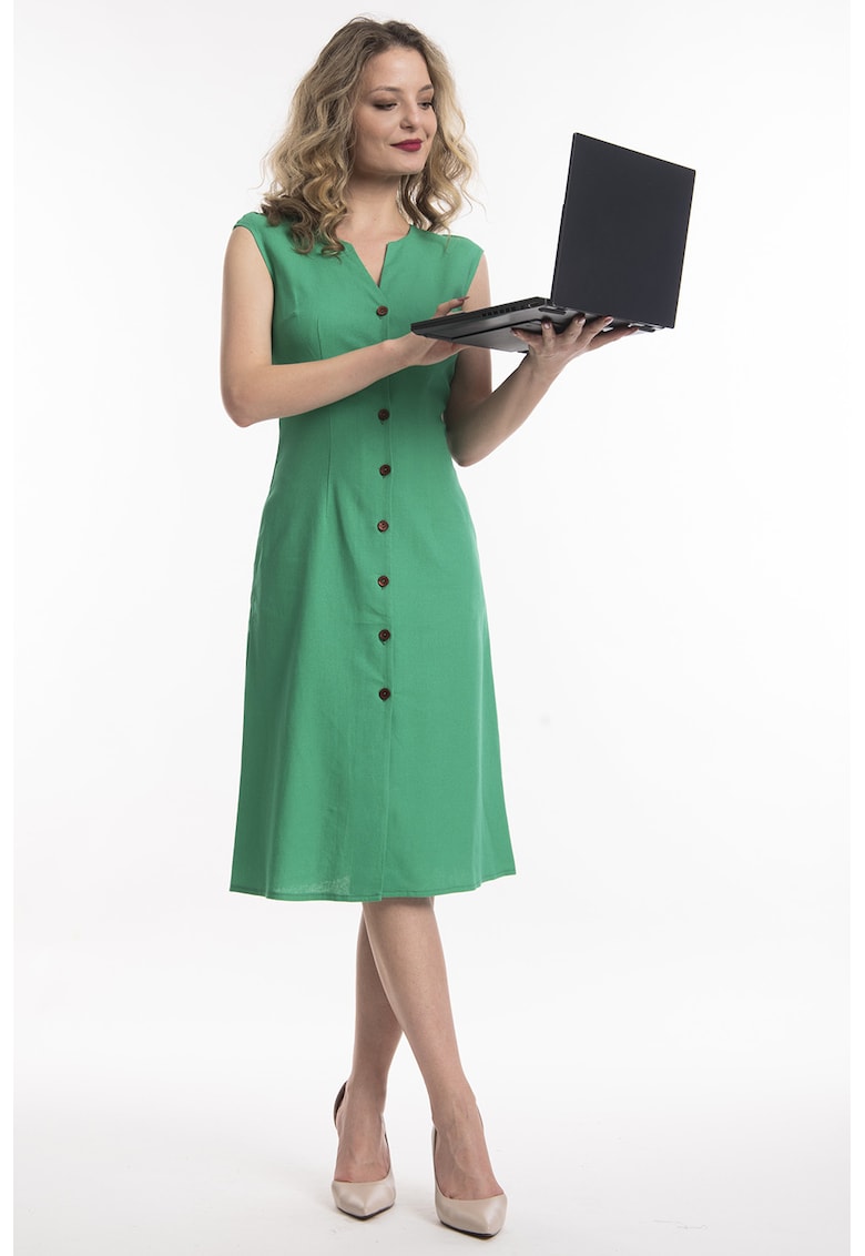 Rochie de in cu nasturi - Verde persan