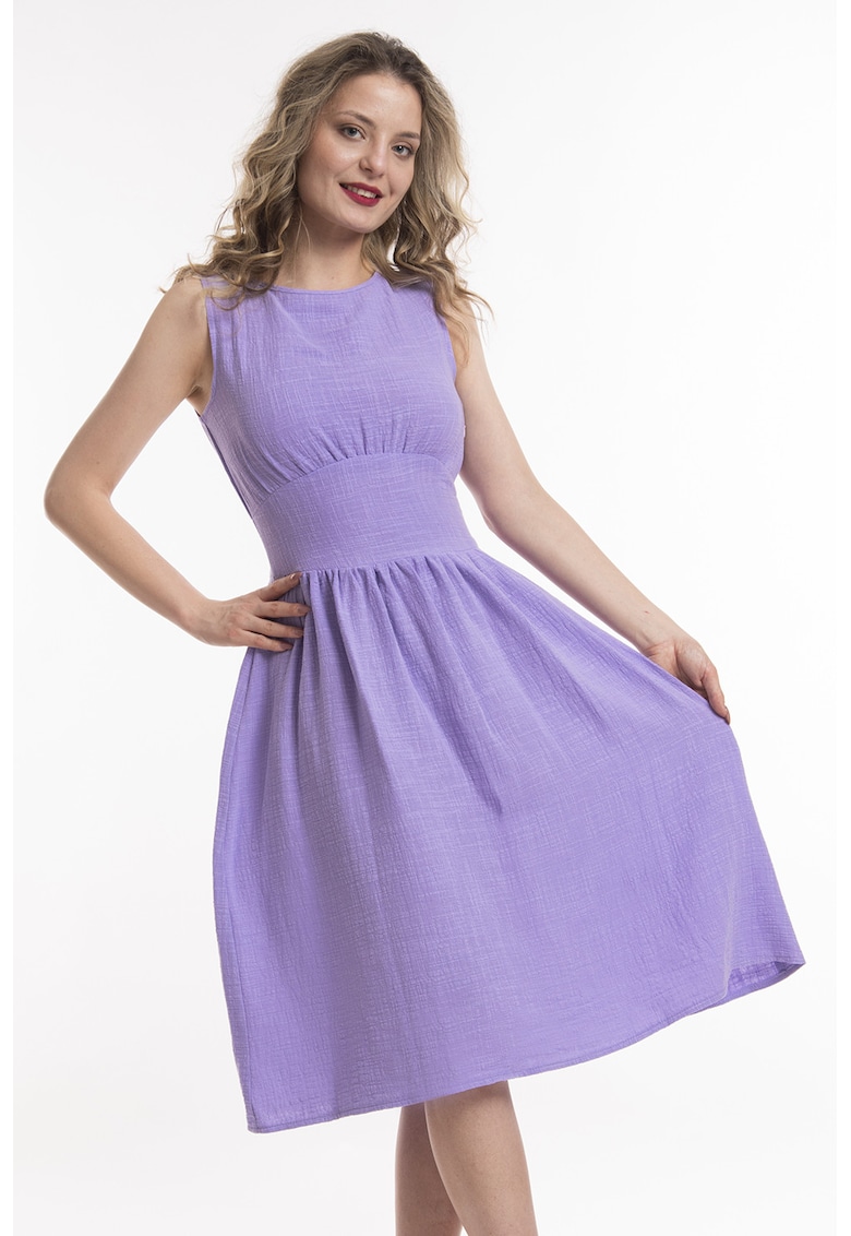 Rochie fara maneci cu fronseuri - Violet deschis