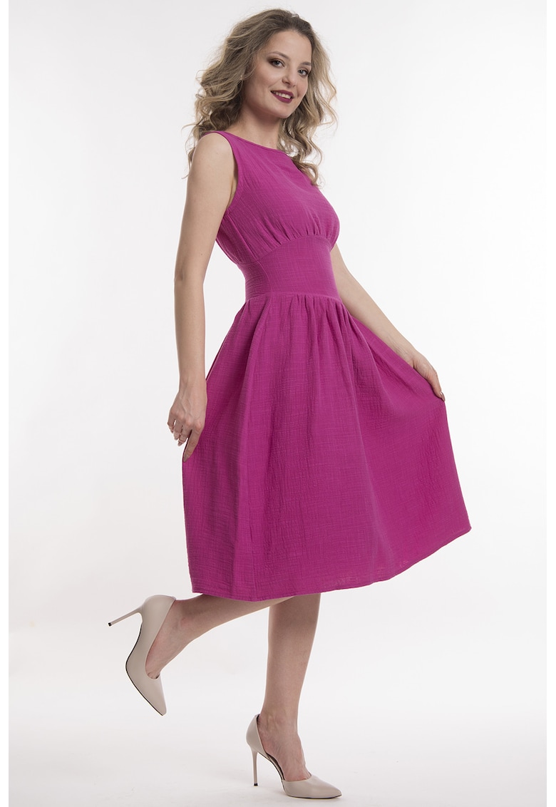 Rochie fara maneci cu fronseuri - Fucsia