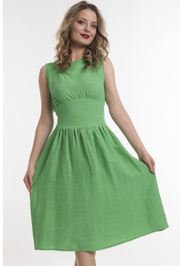 Rochie fara maneci cu fronseuri - Verde mar