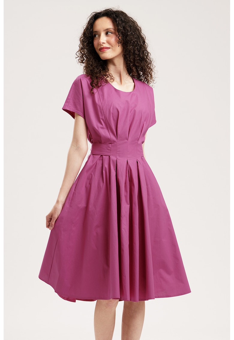 Rochie midi evazata cu detaliu innodat pe spate - Roz fandango