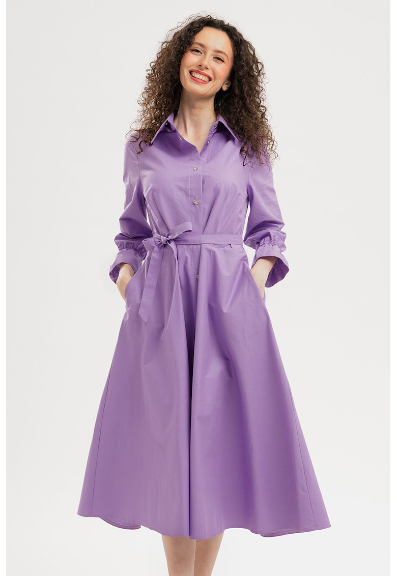 Rochie-camasa midi de bumbac - Lila