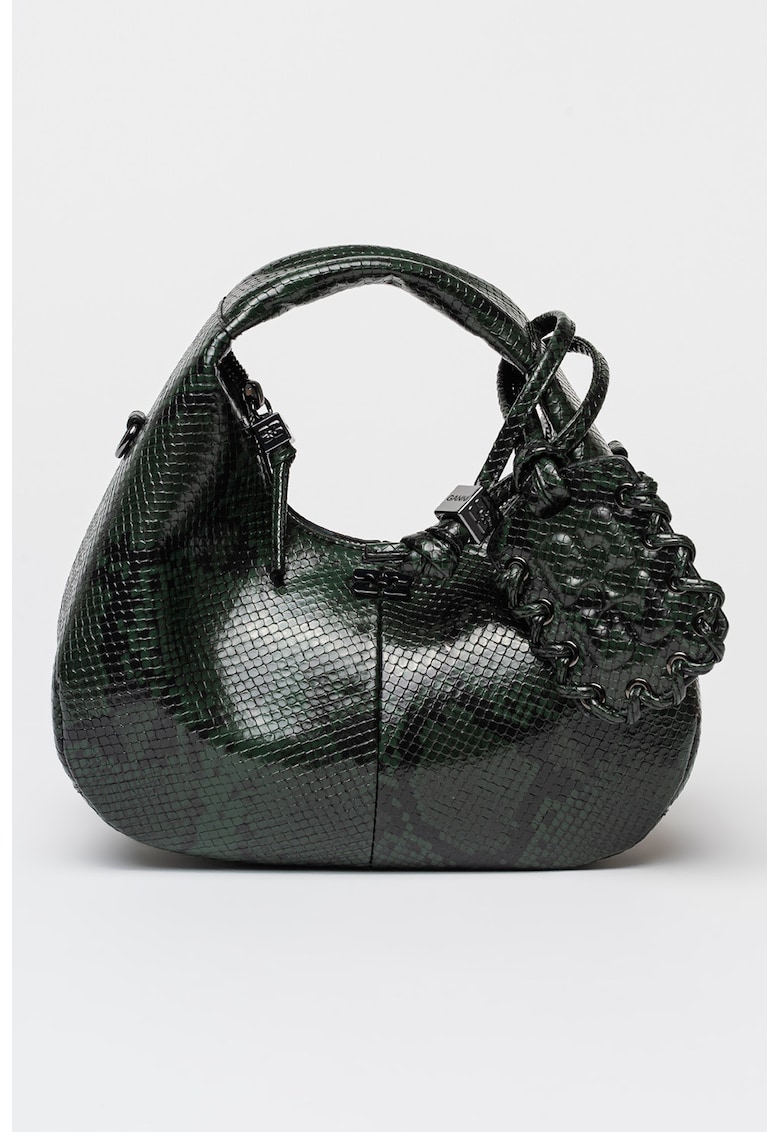 Geanta de mana cu model piele de sarpe - Negru
