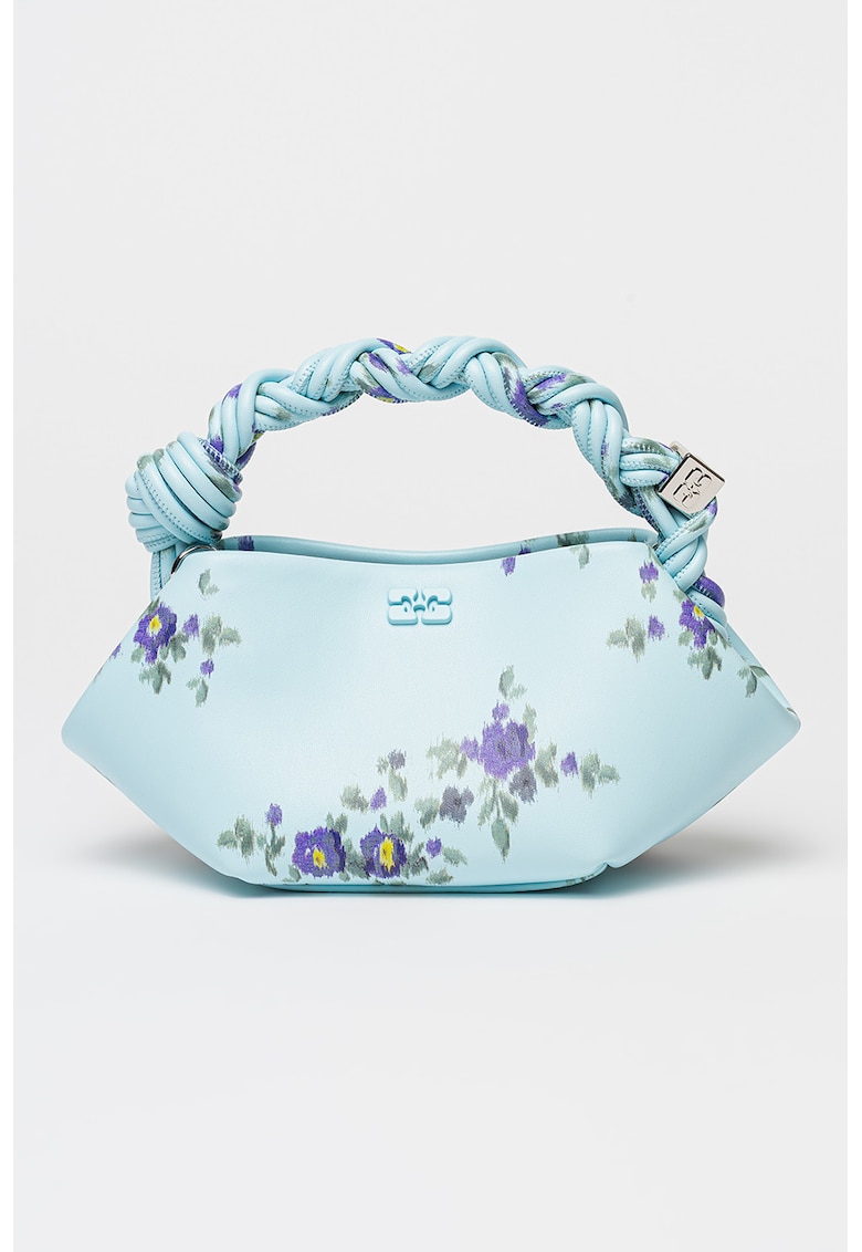 Geanta din piele ecologica cu model floral - Verde/Albastru