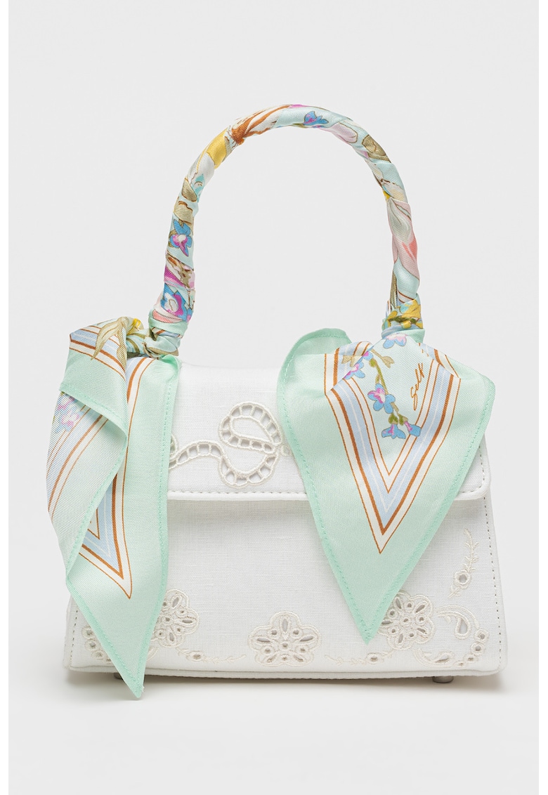 Geanta crossbody cu broderie - Alb
