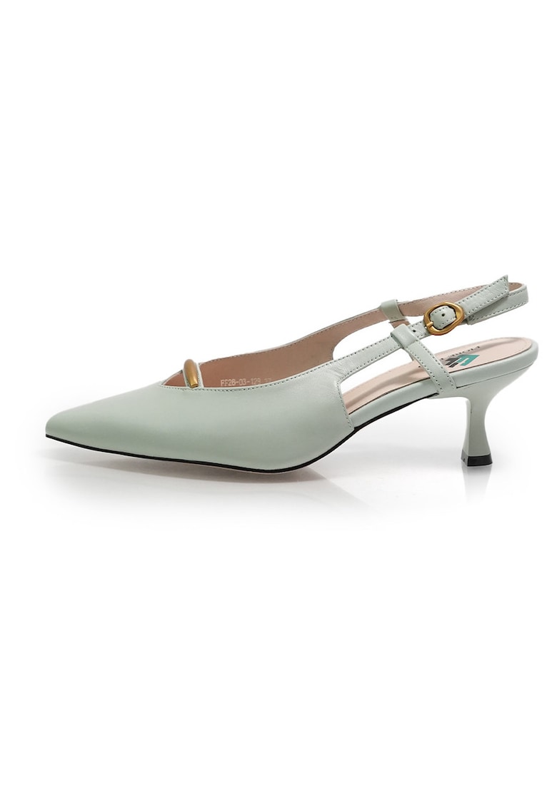 Pantofi slingback din piele cu detaliu decupat - Verde