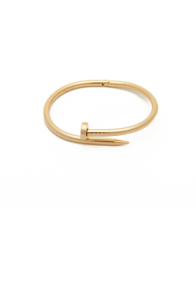 Bratara aurie - tip bangle - din otel inoxidabil - suflata cu aur 18k - forma de cui - Ilayra C6