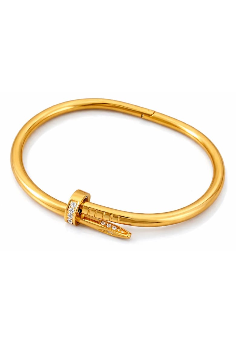 Bratara aurie - tip bangle - din otel inoxidabil - suflata cu aur 18k - forma de cui - Avelisse C6