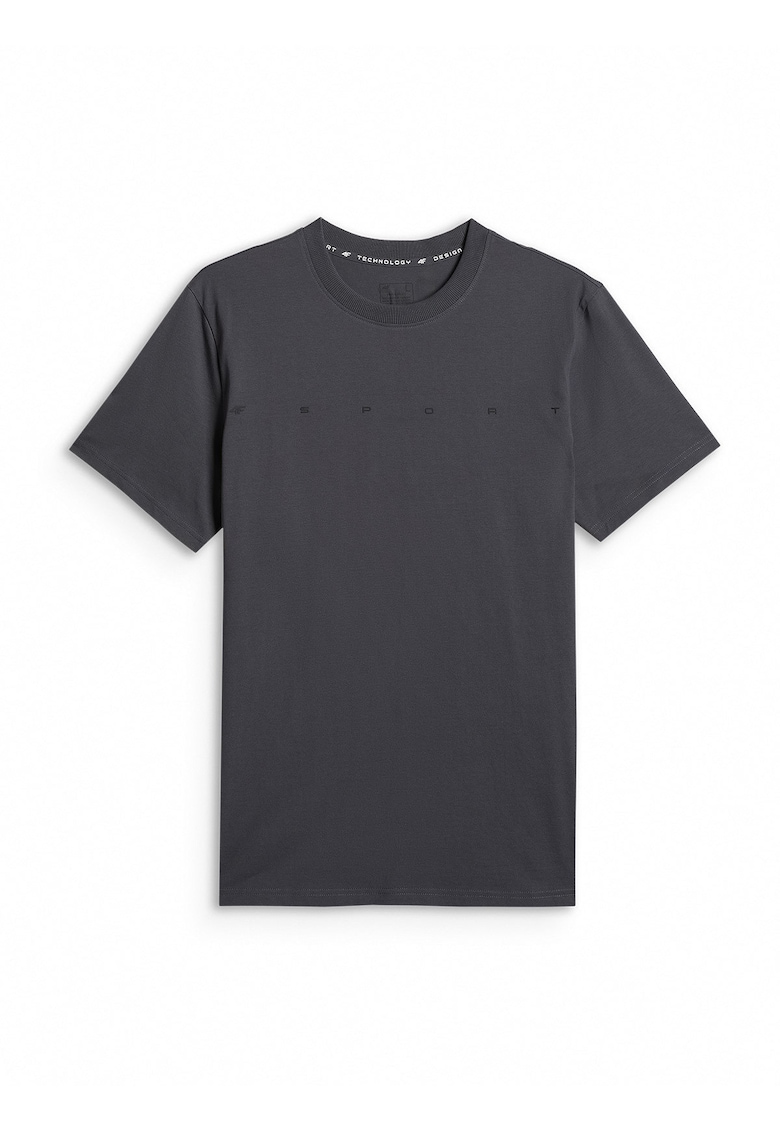 Tricou barbati regular - gri - bumbac - confortabil
