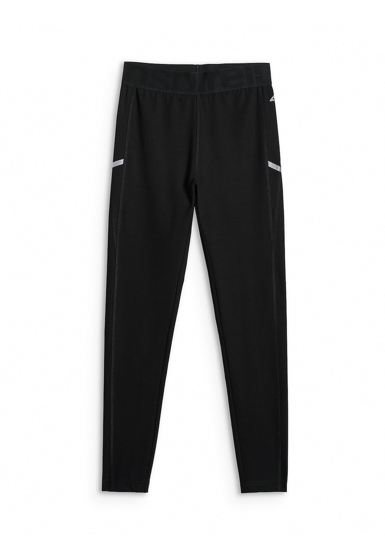 Pantaloni sport dama - colanti tricotati - slim fit - negru - reflectorizanti