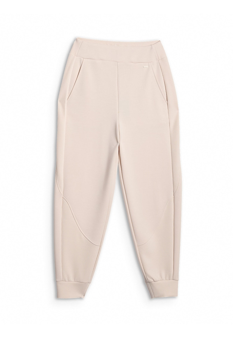 Pantaloni sport dama - jogger - talie inalta - bej - modal