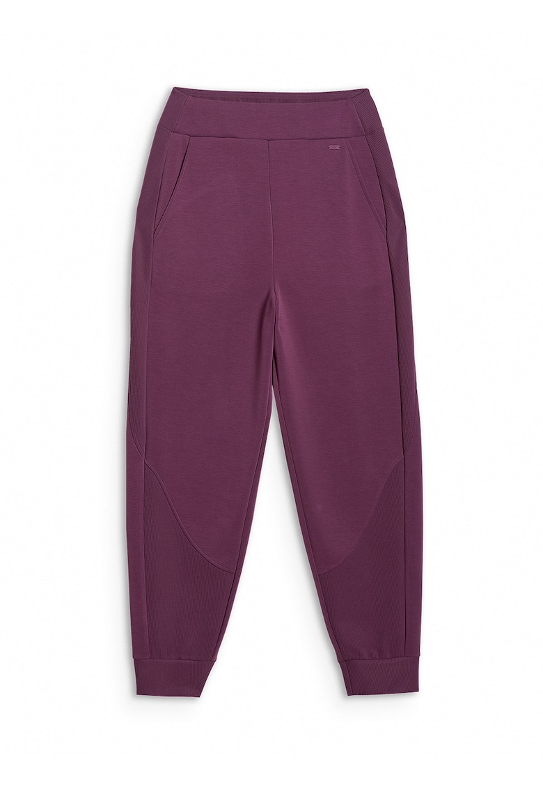 Pantaloni sport dama - jogger - talie inalta - buzunare laterale - mov - modal