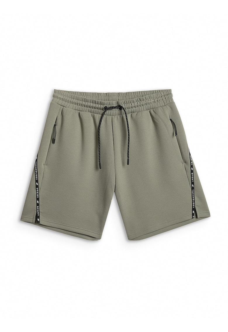 Pantaloni sport barbati kaki - talie medie - 2 buzunare cu fermoar - croiala regulata -