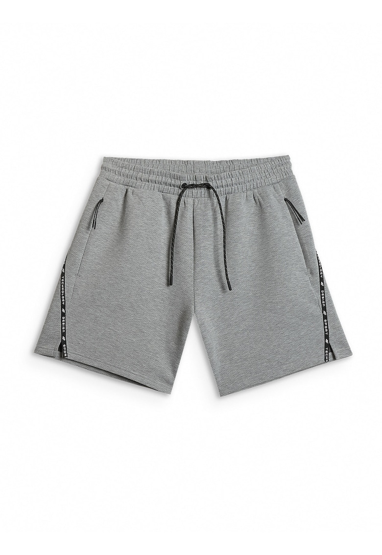 Pantaloni sport barbati gri - talie medie - doua buzunare cu fermoar - tesatura moale