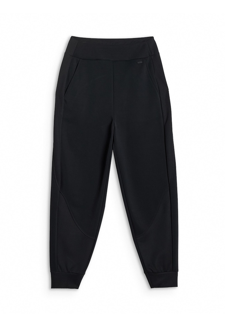 Pantaloni sport dama - jogger - talie inalta - doua buzunare - negru - modal