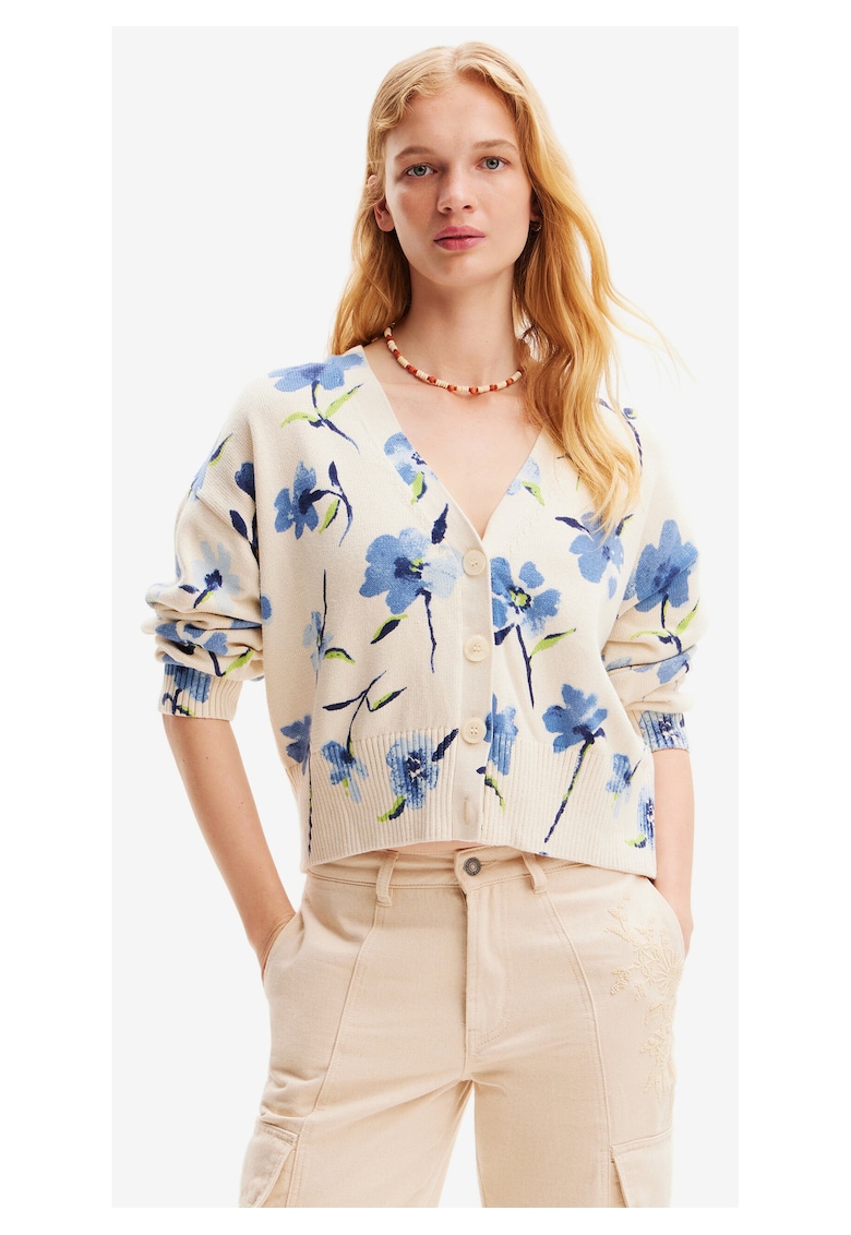 Cardigan cu print floral -