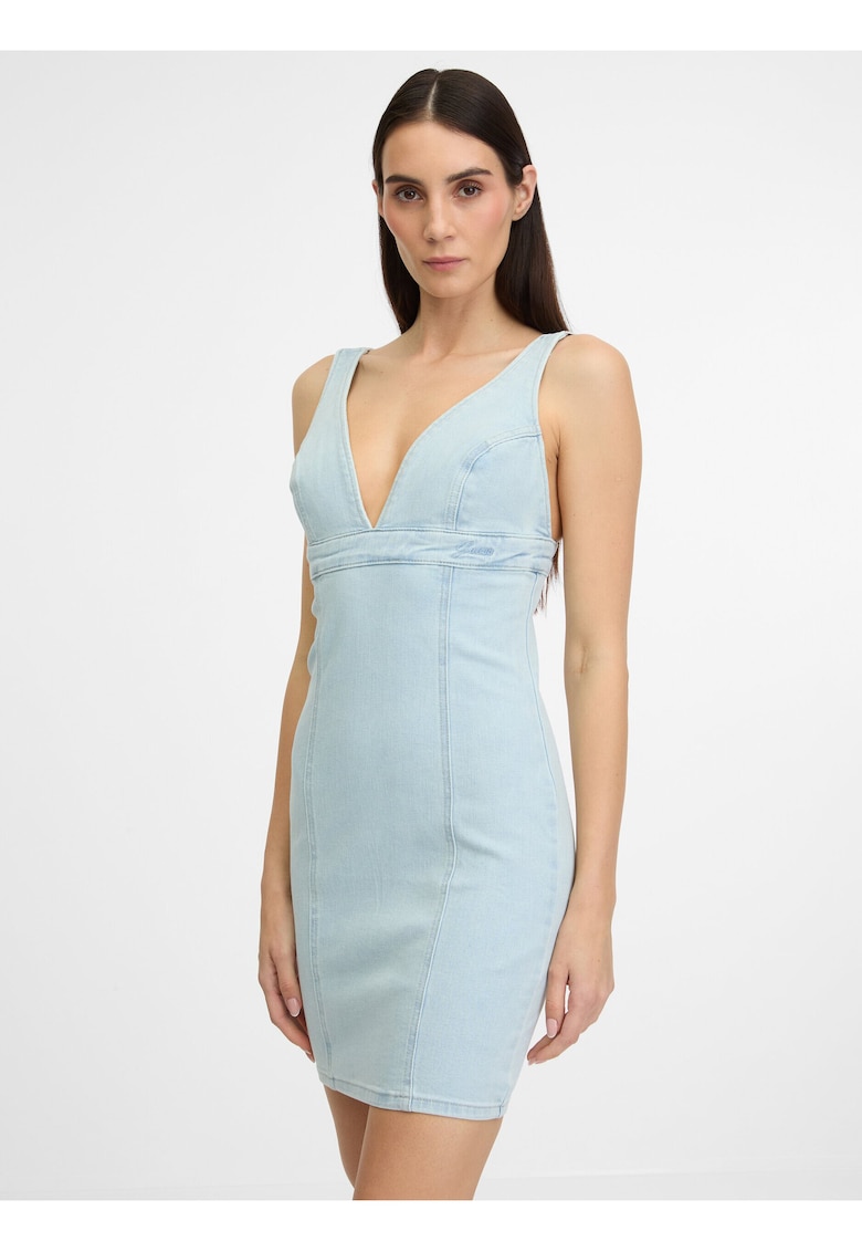 Rochie scurta din denim cu decolteu in V Aida -