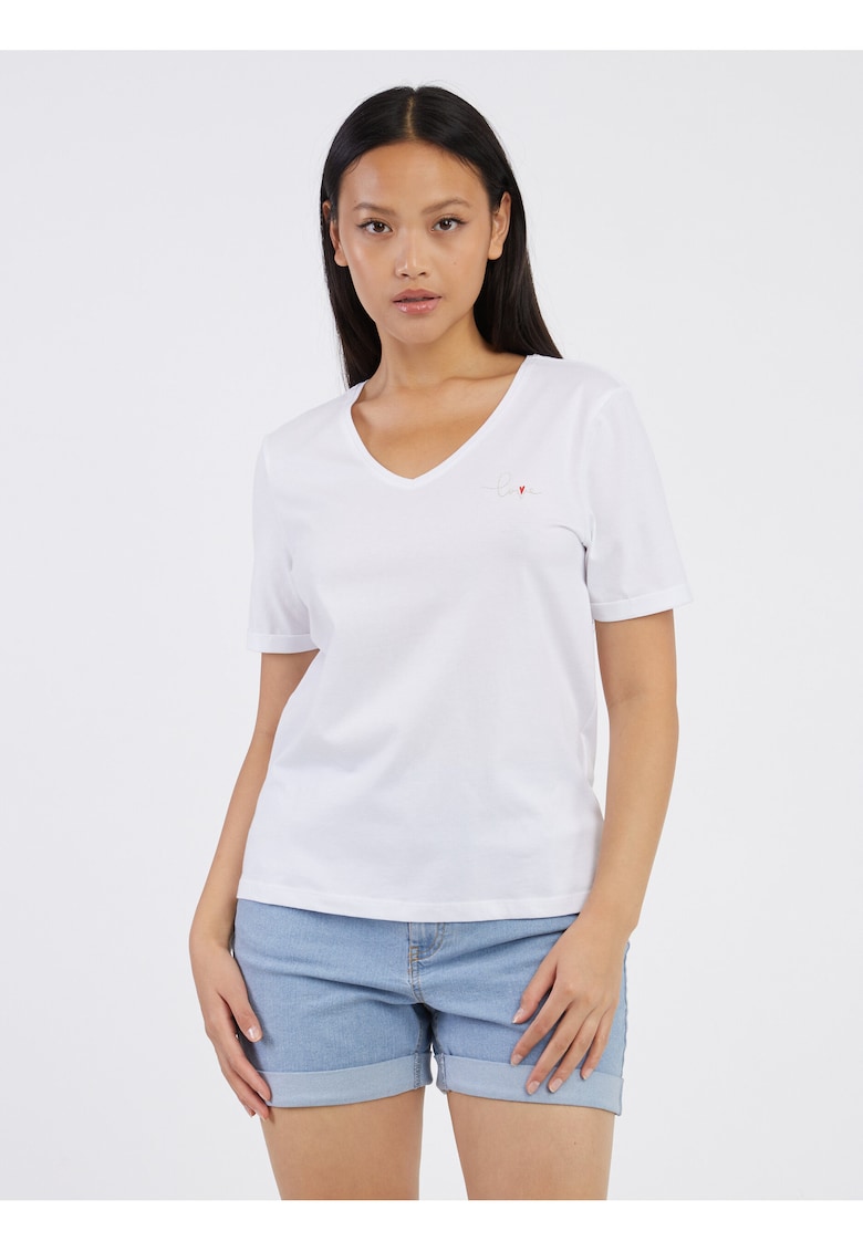 Tricou din bumbac organic cu decolteu in V -