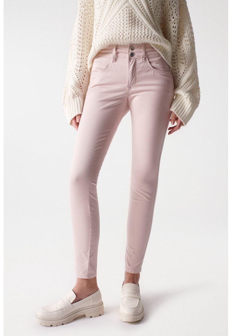 Blugi din amestec de bumbac cu model uni -