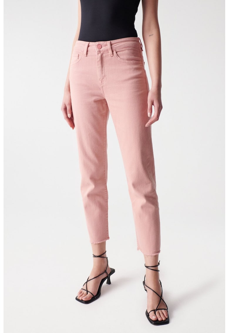 Blugi crop din bumbac cu talie medie