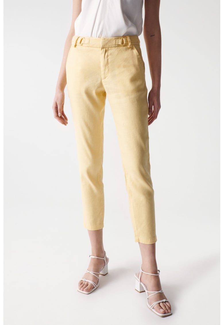 Pantaloni crop Chino cu talie inalta