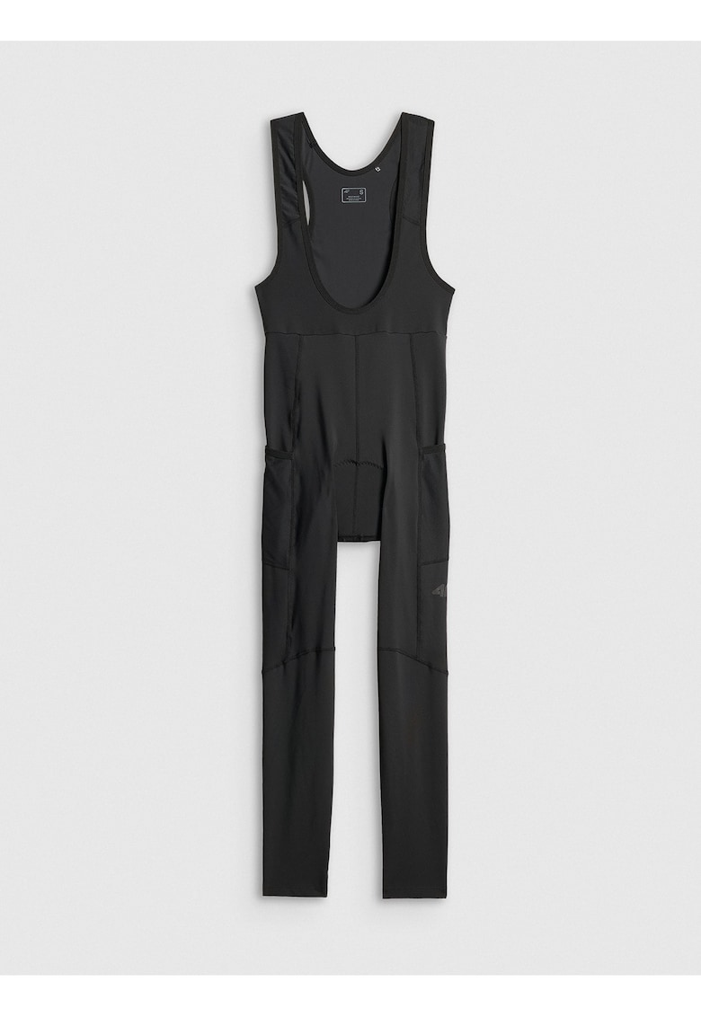 Pantaloni sport dama - ciclism - cu bretele - negru - tehnologie 4FDry - insertie amortizata