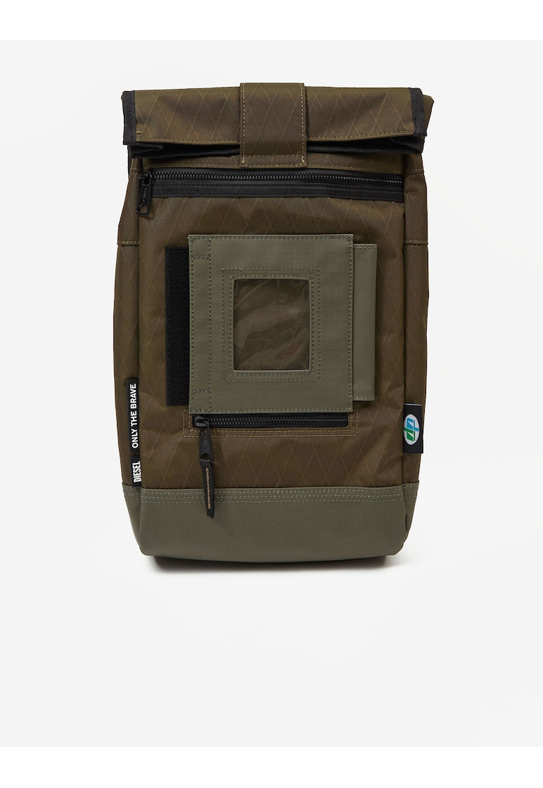 Geanta crossbody cu buzunar transparent pe fata
