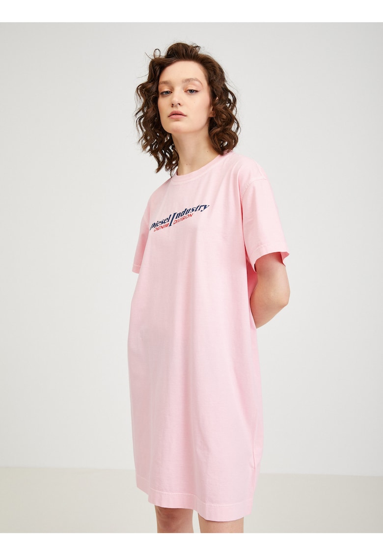 Rochie din bumbac lejera cu imprimeu text