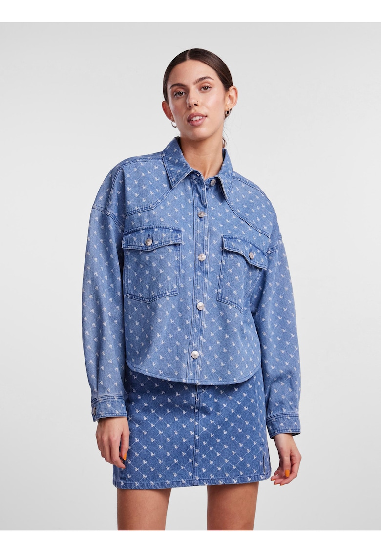 Jacheta din denim cu model -