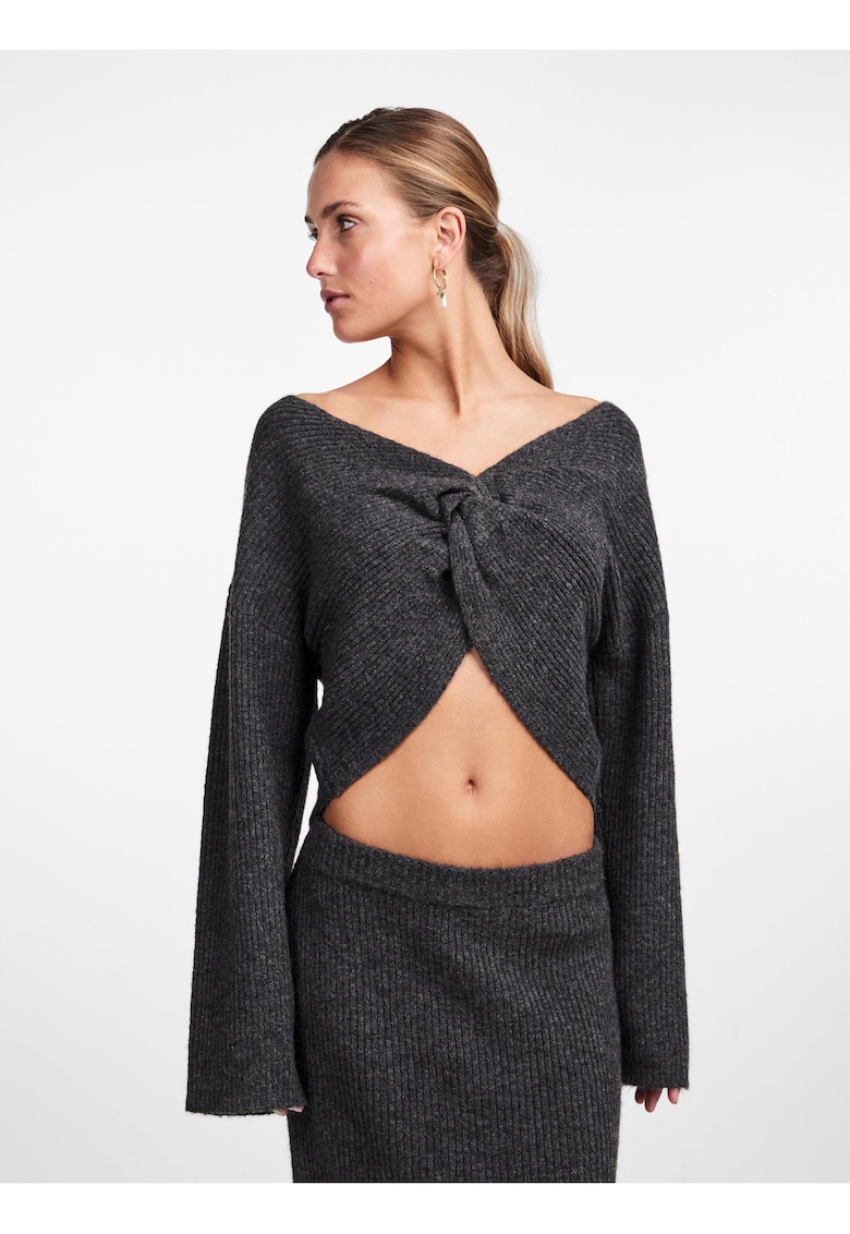 Pulover crop cu maneca lunga
