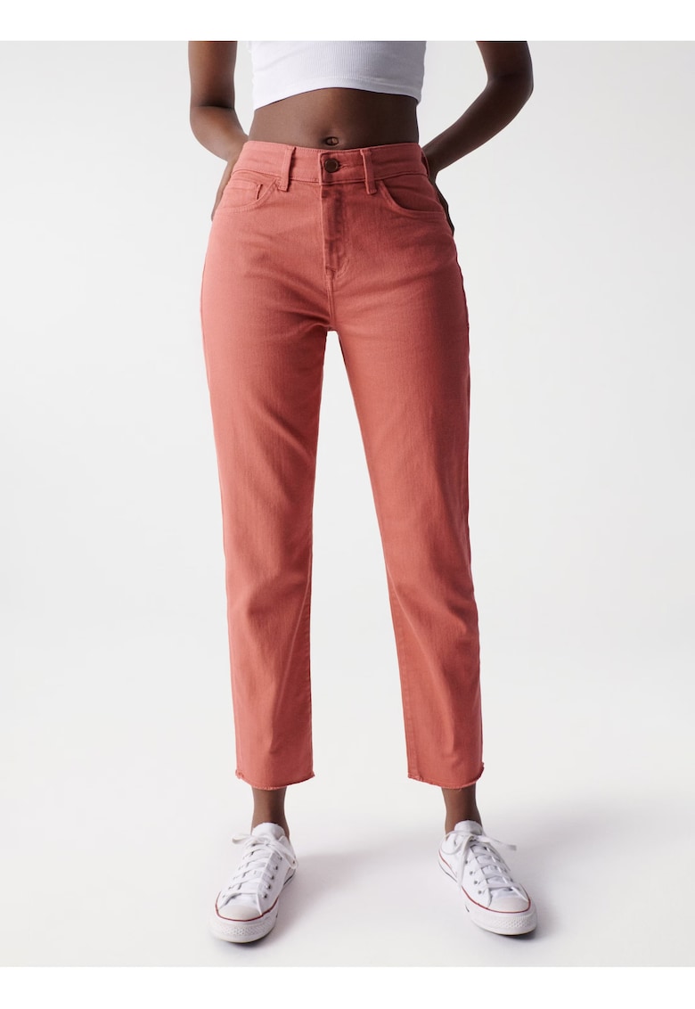 Blugi regular fit crop cu talie medie -