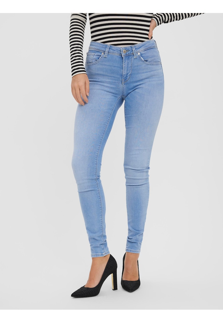 Blugi skinny cu aspect decolorat -