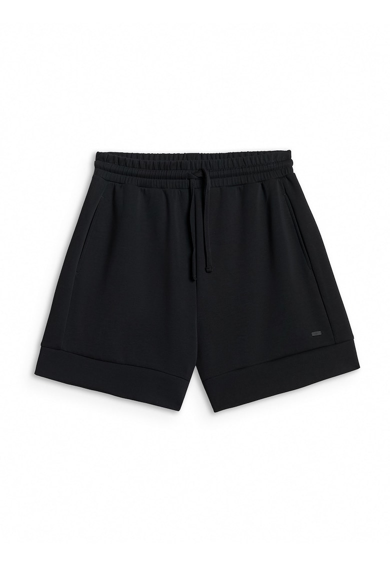 Pantaloni scurti de trening negru - croiala regulara - material moale cu modal - pentru femei