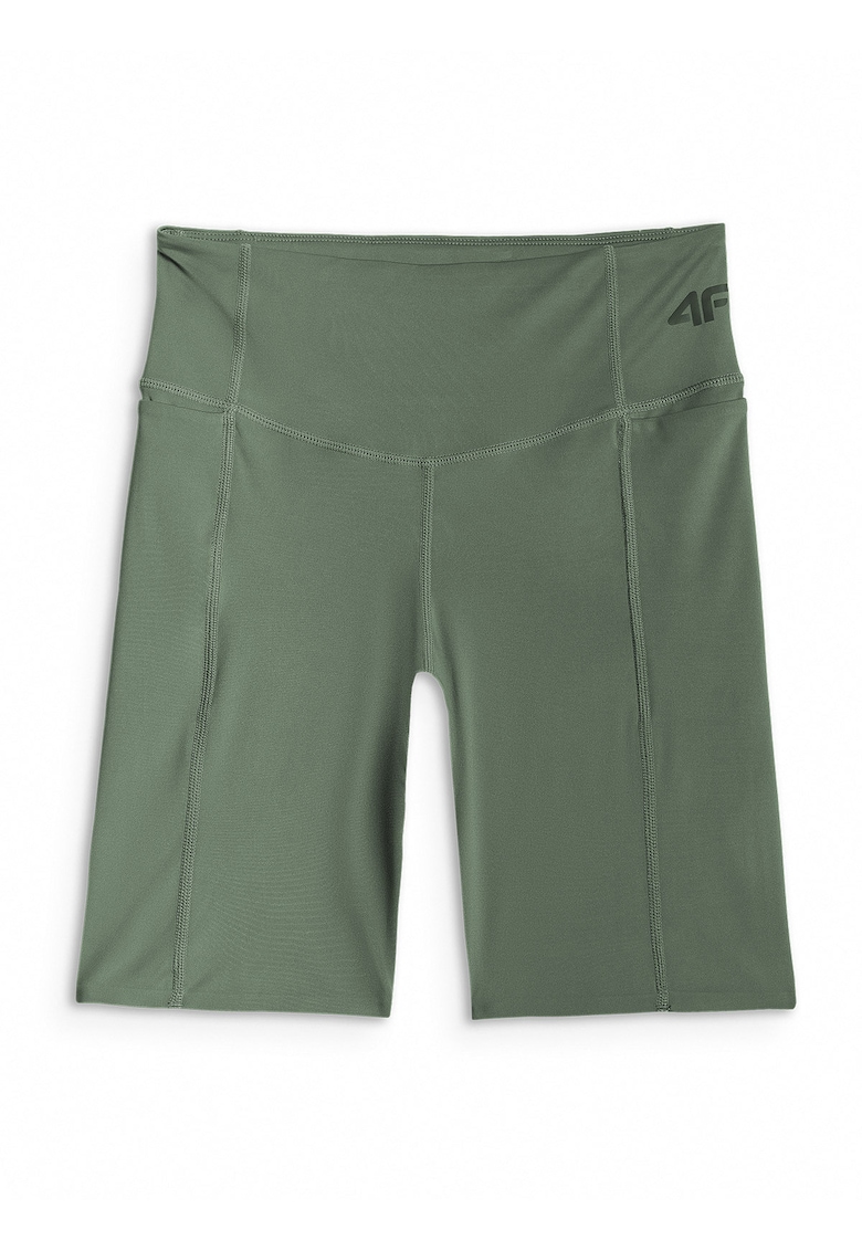 Pantaloni sport dama - colanti scurti de trekking - talie inalta - kaki - material cu uscare rapida