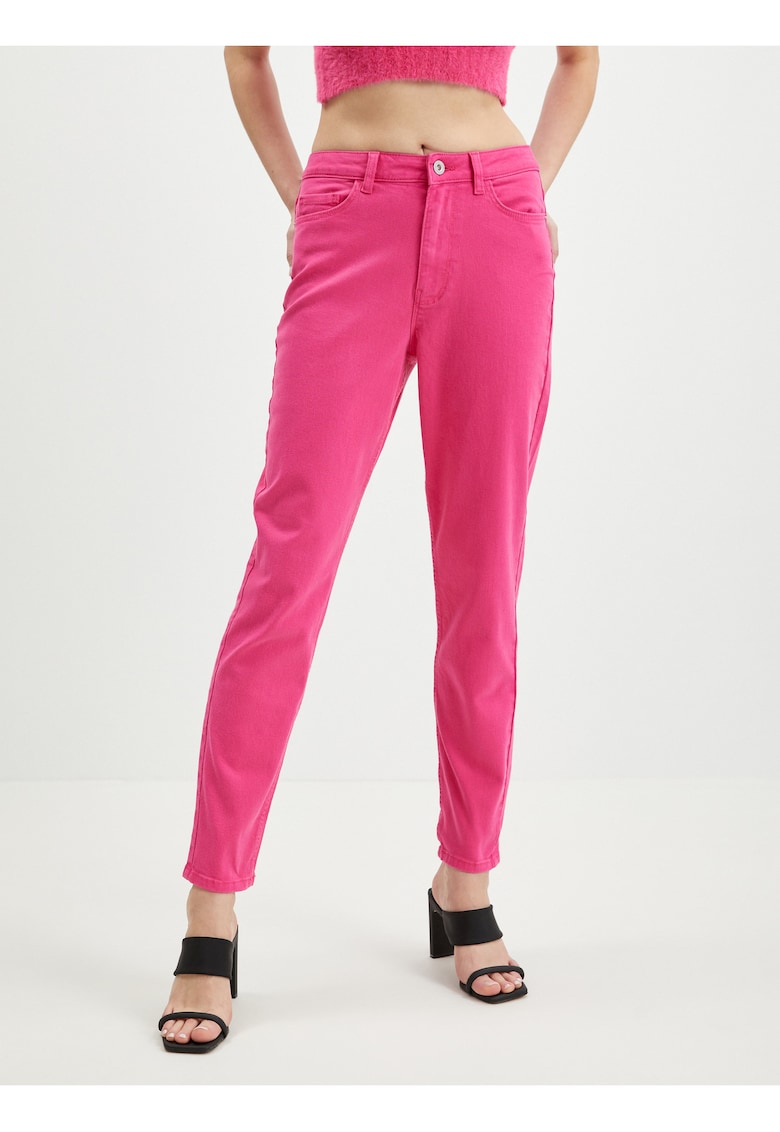 Blugi mom fit cu talie medie
