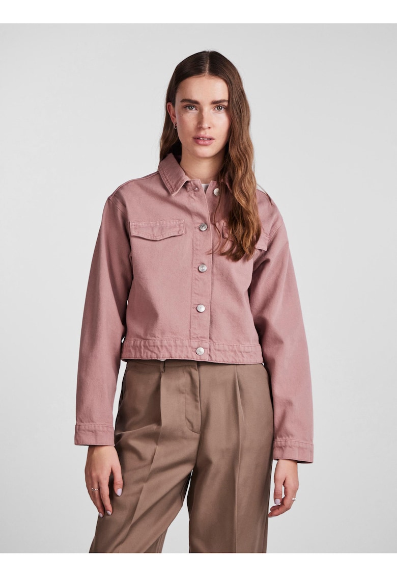 Jacheta din denim crop Tessie -