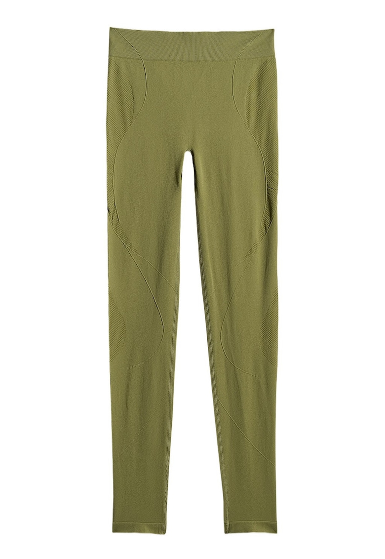 Colanti de yoga fara cusaturi - efect push-up - verde masliniu - pentru fitness -