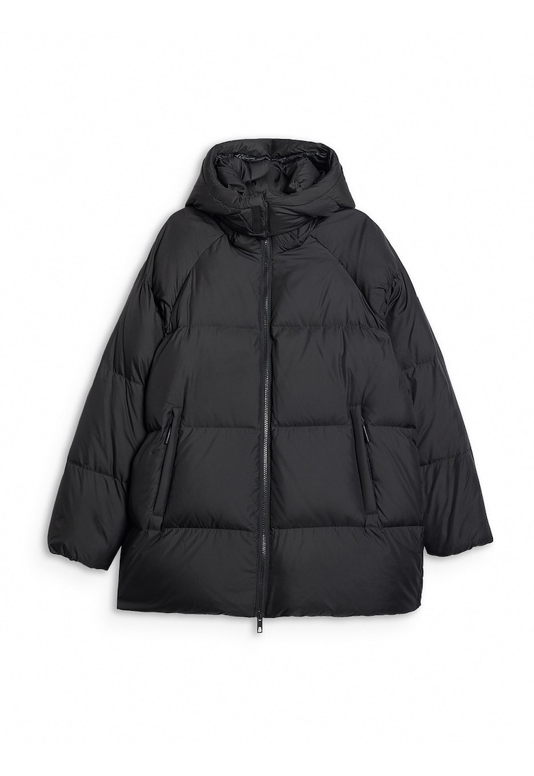 Geaca dama - puf natural - poliester - negru -