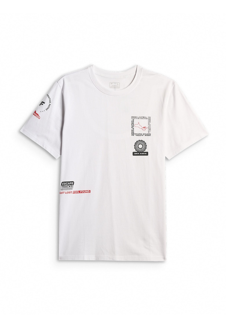 Tricou barbati regular - imprimeu - alb - bumbac -