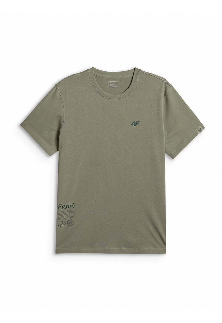 Tricou barbati regular - imprimeu - masliniu - bumbac